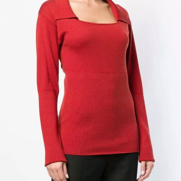 NWOT Jacquemus Red Brick Square Neck Sweater- 6 - Picture 6 of 9
